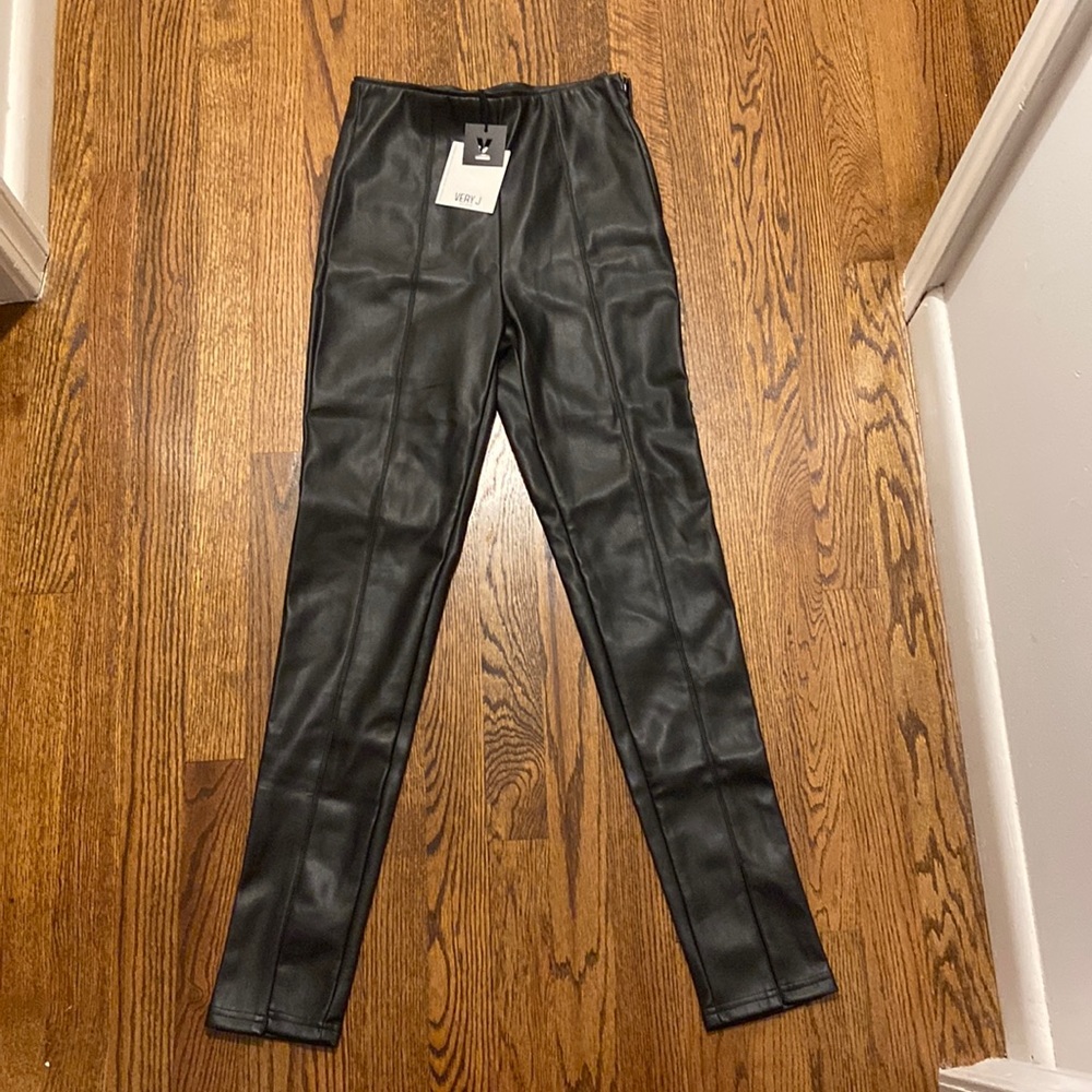 Black pleather pants NWT